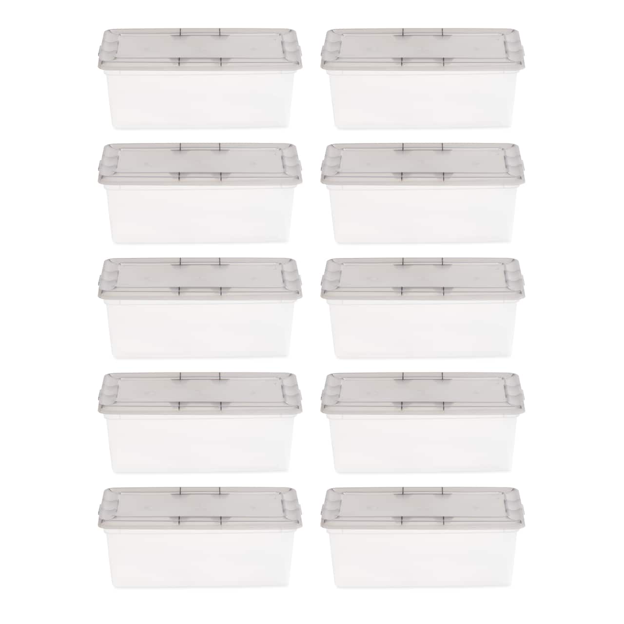 IRIS Clear Stackable Storage Boxes with Gray Lid